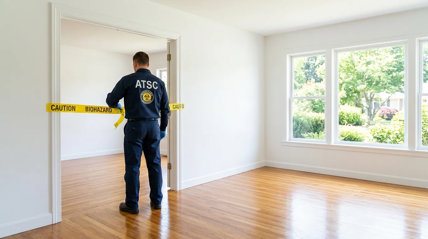 Certified biohazard cleanup crew performing Decomposition Cleanup in The Villages